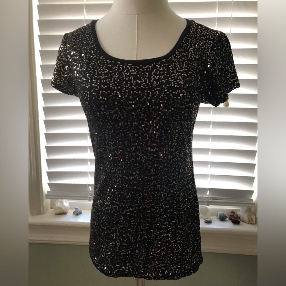 LAST CHANCE Calvin Klein gold sequins 100% cotton vintage retro disco T-shirt